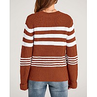 Kirundo Women Sweaters 2024 Fall Long Sleeve Striped Cute Sweaters Slouchy Round Neck Knit Pullover Halloween Sweater Winter Out