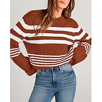 Kirundo Women Sweaters 2024 Fall Long Sleeve Striped Cute Sweaters Slouchy Round Neck Knit Pullover Halloween Sweater Winter Out