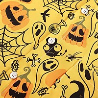 Kyku Mens Funny Halloween Shirts Novelty Hawaiian Shirt Pumpkin Yellow 3Xl