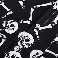 Kyku Mens Skull Shirts Button Up Short Sleeve Shirt Halloween Skeleton Medium