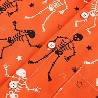 Kyku Button Up Skull Shirts For Men Halloween Shirt Summer Skeleton Orange 2Xl