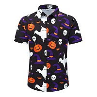 Shelucki Hawaiian Shirt For Men Unisex Summer Beach Casual Short Sleeve Button Down Shirts Printed Palmshadow Clothing Hallowe