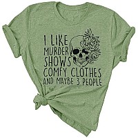 Women Funny Graphic Tshirts Murder Shows And Comfy Clothes Novelty Horror Maybe 3 People Halloween Vintage Skull Muscle Topsbea