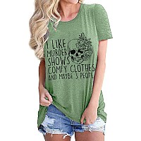 Women Funny Graphic Tshirts Murder Shows And Comfy Clothes Novelty Horror Maybe 3 People Halloween Vintage Skull Muscle Topsbea