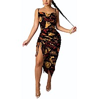 Womens Halloween Cocktail Party Satin Dress 2023 Pumpkin Spectre Ruched Split Sexy Backless Plus Size Elegant Dress