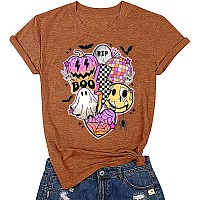 Eigiagwng Womens Fall Pumpkin Tshirts Funny Short Sleeve Halloween Graphic Tees Topsa2Browns