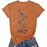 Halloween Pumpkin Shirts Women Fall Tshirts Cute Autumn Graphic Tees Thanksgiving Topsorange3L