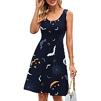 Herou Halloween Womens Sexy Sleeveless Aline Flared Midi Tank Bat Dress Halloween04 Small