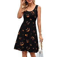 Herou Halloween Evil Pumpkin Womens Sexy Sleeveless Aline Dress Halloween02 Small