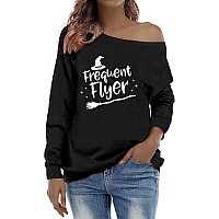 Roshop Womens Loose Baggy Off Shoulder Cute Holiday Long Sleeve Halloween Sweatshirt Tops Bro Xxl