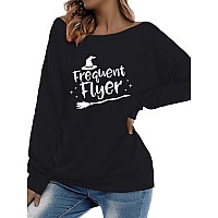 Roshop Womens Loose Baggy Off Shoulder Cute Holiday Long Sleeve Halloween Sweatshirt Tops Bro Xxl