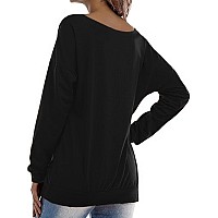 Roshop Womens Loose Baggy Off Shoulder Cute Holiday Long Sleeve Scary Hocus Pocus Halloween Sweatshirt Tops Wrc3 L