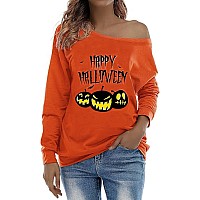 Roshop Womens Loose Baggy Off Shoulder Cute Holiday Long Sleeve Halloween Sweatshirt Tops Bphy 3Xl