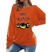 Roshop Womens Loose Baggy Off Shoulder Cute Holiday Long Sleeve Halloween Sweatshirt Tops Bphy 3Xl