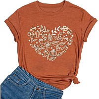 Halloween Pumpkin Shirts Women Fall Tshirts Cute Autumn Graphic Tees Thanksgiving Topsaorange1S