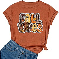 Halloween Pumpkin Shirts Women Fall Tshirts Cute Autumn Graphic Tees Thanksgiving Topsaorange22Xl