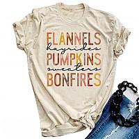 Halloween Pumpkin Shirts Women Fall Tshirts Cute Autumn Graphic Tees Thanksgiving Topsabeige1S