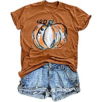 Halloween Pumpkin Shirt Women Leopard Graphic Tees Short Sleeve Fall Tshirt Thanksgiving Gift Tops