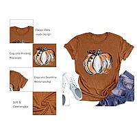 Halloween Pumpkin Shirt Women Leopard Graphic Tees Short Sleeve Fall Tshirt Thanksgiving Gift Tops