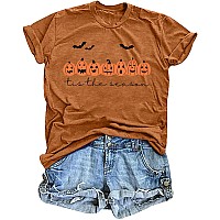 Halloween Pumpkin Shirt Women Tis The Season Graphic Tees Fall Tshirt Thanksgiving Gift Tops