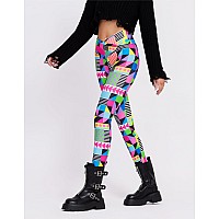 Sissycos Womens 80S 90S Crossover Leggings High Waisted Buttery Soft Printed Halloween Tights Memphis Print Large