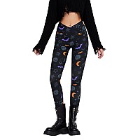 Sissycos Womens Halloween Crossover Leggings High Waisted Buttery Soft Printed Tights Halloween Print Medium