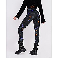 Sissycos Womens Halloween Crossover Leggings High Waisted Buttery Soft Printed Tights Halloween Print Medium