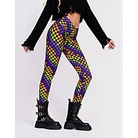 Sissycos Womens Halloween Crossover Leggings High Waisted Buttery Soft Printed Tights Pixel Plaid Color Large