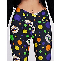 Sissycos Womens Halloween Crossover Leggings High Waisted Buttery Soft Printed Tights Planet Mummy Large