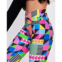 Sissycos Womens 80S 90S Crossover Leggings High Waisted Buttery Soft Printed Halloween Tights Memphis Print Xlarge