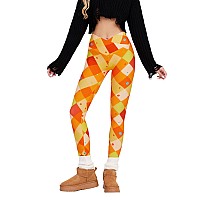 Sissycos Womens Halloween Crossover Leggings High Waisted Buttery Soft Printed Tights Fun Yellow Plaid Xxlarge