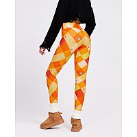 Sissycos Womens Halloween Crossover Leggings High Waisted Buttery Soft Printed Tights Fun Yellow Plaid Xxlarge