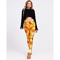 Sissycos Womens Halloween Crossover Leggings High Waisted Buttery Soft Printed Tights Fun Yellow Plaid Xxlarge