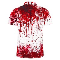 Alisister Mens Halloween Shirt Scary Bloody Wound Button Down Short Sleeve Funny Tops Holiday Festival Party Clothes