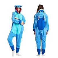 Royal Wind Adult Onesie Animal Pajamas Halloween Cosplay Costumes Party Wear Zipper Blue S