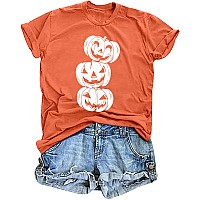 Halloween Pumpkin Shirt Women Funny Spooky Pumpkin Print Tee Shirts Casual Tops