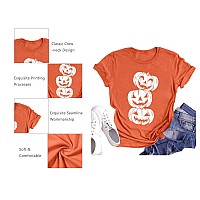 Halloween Pumpkin Shirt Women Funny Spooky Pumpkin Print Tee Shirts Casual Tops