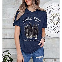 Halloween Shirt For Women Sanderson Sisters Graphic Tee Tops Hocus Pocus Funny Tshirt Fall Casual Shirtsxxlargedark Blue