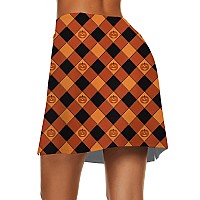 Ekouaer Womens Halloween Skirt A Line Tennis Skirt High Waisted Athletic Golf Skort Skirts With Shorts 2024 Lantern Orange Larg