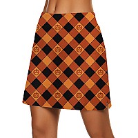 Ekouaer Womens Halloween Skirt A Line Tennis Skirt High Waisted Athletic Golf Skort Skirts With Shorts 2024 Lantern Orange Larg