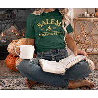 Yi Xiang Ran Halloween T Shirt Women Sanderson Shirt Witches Graphic Tees Casual Short Sleeve Holiday Shirts Topsalemgreen Med