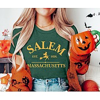 Yi Xiang Ran Halloween T Shirt Women Sanderson Shirt Witches Graphic Tees Casual Short Sleeve Holiday Shirts Topsalemgreen Med