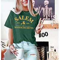 Yi Xiang Ran Halloween T Shirt Women Sanderson Shirt Witches Graphic Tees Casual Short Sleeve Holiday Shirts Topsalemgreen Med