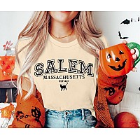 Yi Xiang Ran Halloween T Shirt Women Sanderson Shirt Witches Graphic Tees Casual Short Sleeve Holiday Shirts Topsalemapricot M