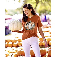 Halloween Pumpkin Shirts For Women Fall Shirts Casual Cotton Pumpkin Shirt Woman Burnt Orange S