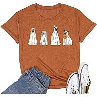 Halloween Pumpkin Shirts Women Fall Tshirts Cute Autumn Graphic Tees Thanksgiving Topsfour Dogorangexl