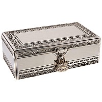 Elegance Antique Silver Jewelry Box With Jeweled Lock