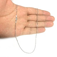 Jewelry Affairs 14K White Real Gold Diamond Cut Bead Chain Necklace 12Mm 18