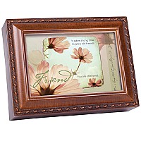 Cottage Garden Old Friends Friendship Woodgrain Rope Trim Music Jewelry Box Plays Thats What Friends Are For