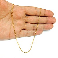 Jewelry Affairs 10K Yellow Real Gold Singapore Chain Necklace 15Mm 18